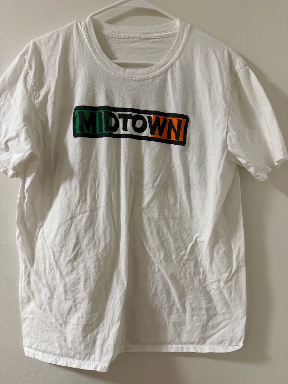 Logo Short Sleeve Tee in White with Green & Orange Graphic